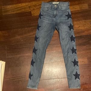 Topshop Jeans Moto Jamie High Rise Skinny Stretch Denim Side Stars Women’s 26
